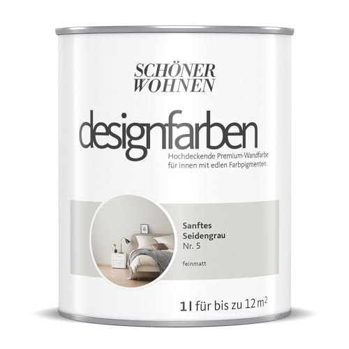 Schöner Wohnen-Farbe Wandfarbe Designfarbe Sanftes Seidengrau, 1 l, Matt, Konservierungsmittelfrei