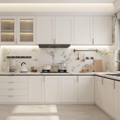 Image of Peaha 40 Pack Kitchen Cabinet Handles 5-1 /16 inch Brushed Nickel Cabinet Pulls | Edge Finger Pulls for Cabinets Silver Drawer Pulls Modern Hidden Aluminum Alloy Dresser Drawer Handles Closet Bedroom