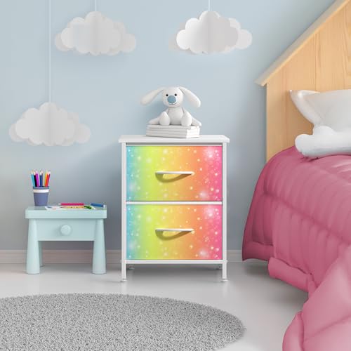Sorbus Nightstand with 2 Drawers - Kids Bedside Furniture End Table Night Stand - Steel Frame, Wood Top & Easy Pull Fabric Bins - Dresser & Chest for Home, Bedroom Accessories, Office & College Dorm — view 2