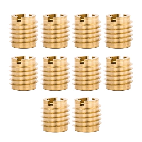 Image of E-Z LOK Knife Threaded Insert for Hard-Wood, Brass Inserts 3 /8-24 Internal Threads, 0.625 inch Length Pack of 10