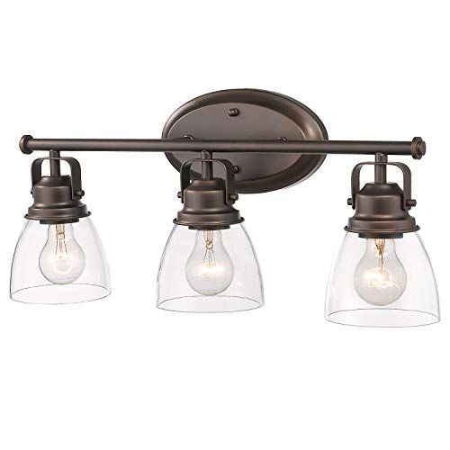 Fanyate Antique Industrial Wall Sconce, 3-Light Bathroom Light Fixture Oil Rubbed Bronze Vanity Light with Clear Glass Shade Suitable for Bathroom Living Room Hallway ORB