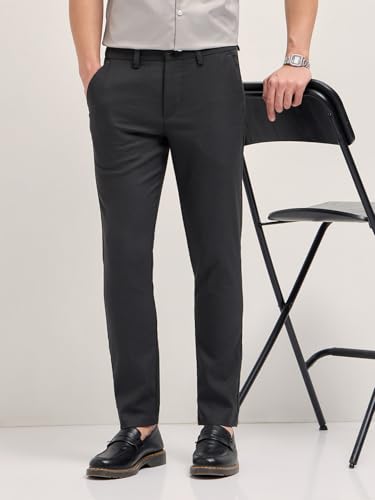 Image of THE BEAR HOUSE Men's Blue Regular Fit Formal Trouser