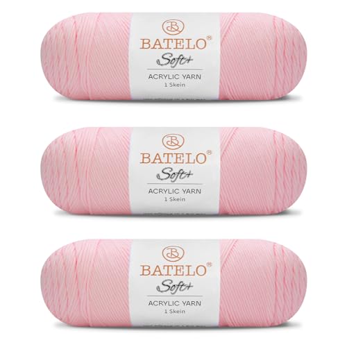 Image of Soft Light Pink Yarn 1008 Yards - 3 Pack Acrylic Yarn of 200g /7.5oz - 4 Medium (Worsted) - Crocheting, Knitting, Amigurumi, Craft