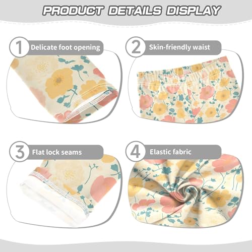 Vibrant Floral Pattern Poppy Kids Baby Girls Legging Stretchy Full Length Sweatpants Exercise3