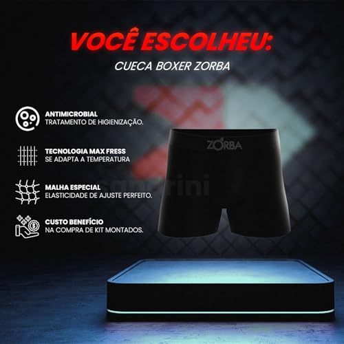 Kit 10 Cuecas Boxer Zorba Seamless com Algodão 781 (GG)