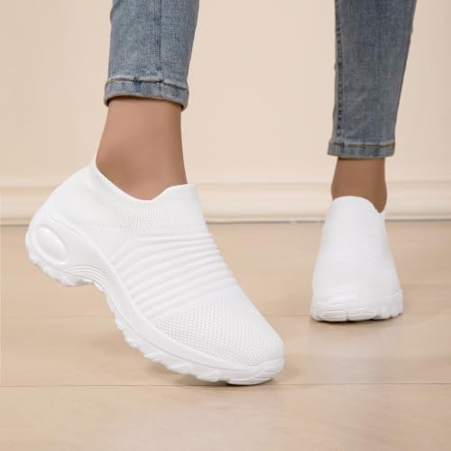 Image of Non Slip Work Shoes Women, Slip On Sneakers Women,Work Shoes Walking Gym Nurse Mesh Casual Fashion Sneakers Comfort Breathable Lightweight