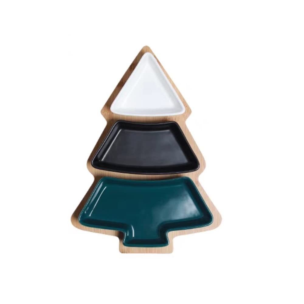 HEXEH Salatteller Kreativer Keramik Weihnachtsbaumform Snackplatte mit Tablett Snack Snack Teller Snack Fruchtschalenplatte Frühstück Salatplatte Plastikteller