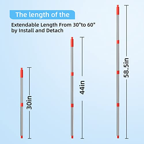 4-Section Spin Mop Replacement Handle，2.5-To-5 Foot Mop Stick Compatible With Triangle Spin Mop Base, Compatible With Ocedar Mop Handle For Easywring Mop Refills。 (Black)（Mop Head Not Included） #TOP2