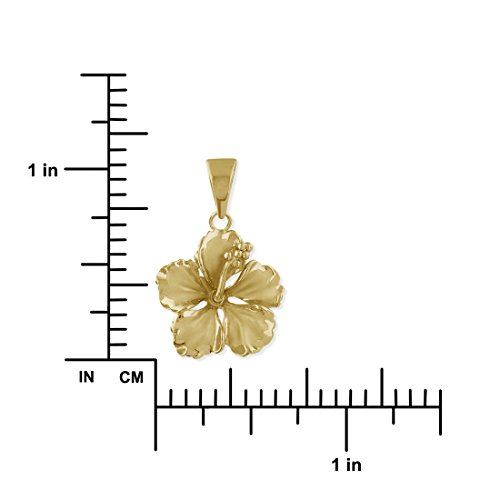 Sterling Silver 17mm Hibiscus Pendant Necklace, 16+2" Extender3