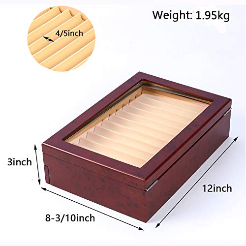 MYOYAY 2 Tier Wood Pen Display Box 23 Slot Pen Storage Organizer Box Luxury Fountain Pen Collector Case with Lid for Shop or Home, Red