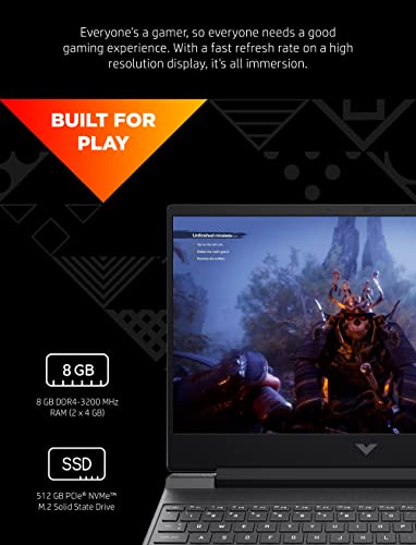 Image of HP Victus 15 Gaming Laptop, NVIDIA GeForce RTX 3050 Ti, 12th Gen Intel Core i7, 8 GB RAM, 512 GB SSD, Full HD IPS Display, Windows 11 Home, Backlit Keyboard, Enhanced Thermals (15-fa0020nr, 2022)