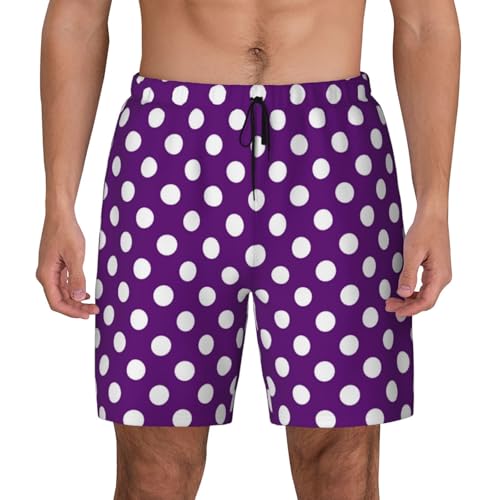 Purple Polka Dot Funny Men's Swim Trunks Board Shorts Quick Dry-
