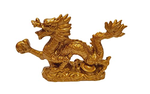 Estatua Feng Shui Dragón Dorado para Suerte y Éxito miniatura 4