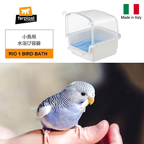 Ferplast Banheiro para Pássaro RIO 1, Canários Aves Exóticas, Plástico Reciclado Atóxico, Cores Mist
