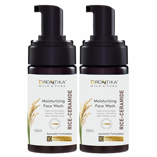 Image of Drontika Wild & Pure Rice Ceramide Foaming Face Wash - 100% Natural Brightening Cleanser for Smooth, Hydrated & Even-Toned Skin - Gentle, Sulfate-Free - 300ml