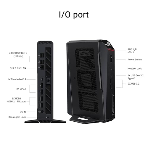 Image of ROG NUC (2025) Gaming Mini PC with Intel Core Ultra 9 (Series 2) ARL-HX CPU, NVIDIA GeForce RTX 5070 Ti MobileGPU, 32GB DDR5 RAM, 2TB NVMe SSD, Thunderbolt 4, Triple-Fan Cooling and ARGB Lighting