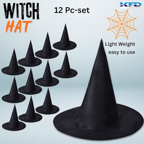 Image of Kaku Fancy Dresses Witch Hat for Girls, Witch Costume Accessory for Halloween Party Prop Multicolor Witch Hat