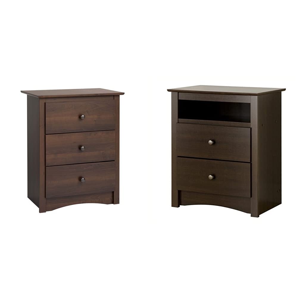 Prepac Fremont Nightstand, Tall 3Drawer, Espresso & Fremont Tall 2