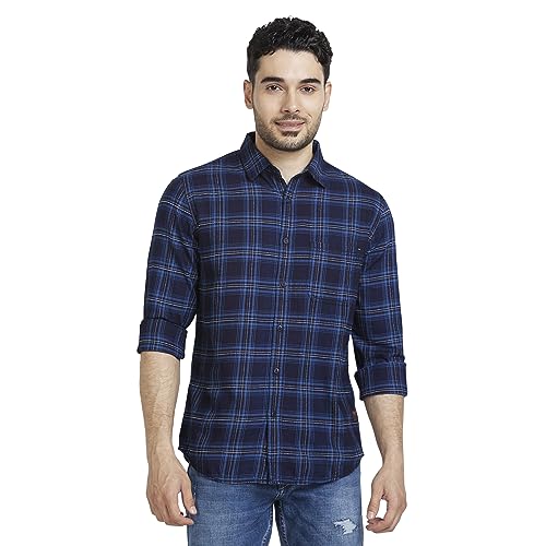 Image of Spykar Men's Regular Fit N /A Full Sleeve Checked Casual Shirts