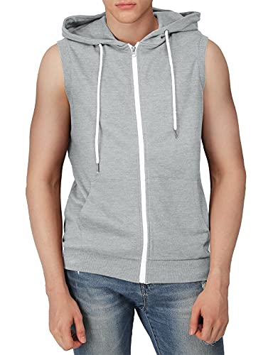 H2H Mens Casual Slim Fit Zip-up Sleeveless Hoodie Lightweight Workout Tank Tops Gym Hoodies4