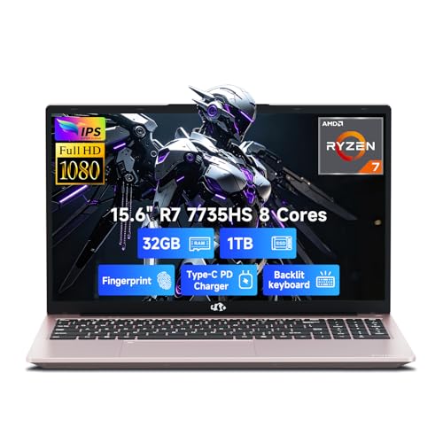 Image of NIMO 15.6 inch AI-Productivity Light Gaming Laptop, AMD Ryzen 7 7735HS 8C /16T, 32GB DDR5 1TB PCIe 4.0 SSD, Radeon 680M for AI Work, Creative Projects, Streaming & Study, FHD 100W USB-C PD, 2-Yr Warranty