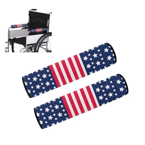 Cugasmaru American Flag Wheelchair Armrest Pads Comfortable Neoprene Wheelchair Arm Covers Set of 2 for Seniors Adults Wheelchair Armrests Office or Transport Chairs Scooters