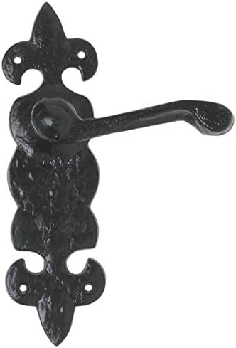 Black Antique Door Handles Lever Latch Ornate Fleur-De-LYS (6)