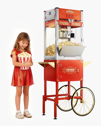 20 oz Commercial Popcorn Machine Cart, Upgraded Popcorn Maker Machine