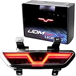 iJDMTOY Smoked Lens LED Rear Foglamp Compatible With 2015-2017 Ford Mustang, Full Red LED Tail Light Assembly Functions as Reverse Light & Rear Fog Light