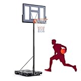 Aidoly Portable Basketball Hoop Outdoor, Adjustable Basketball Hoops Goal System Shatterproof Backboard, Shock Absorbent Rim, Fillable Base for Swimming Pool/Backyard/Driveway