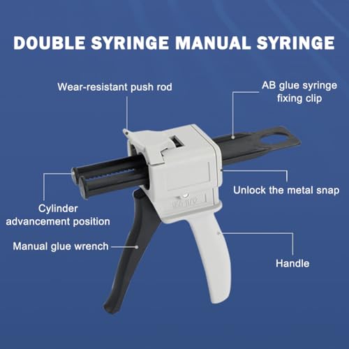50ml Epoxid Klebepistole 2k Kleber Pistole, Klebstoff Spender 1:1/1:2 Verhältnis,Presse Pistole Kartuschenpistole,Epoxid Pistole,Dentale Dosierpistole,Applikator für Mischung