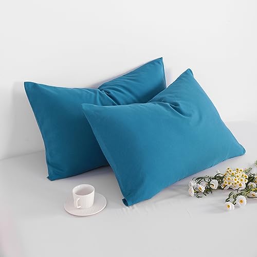 FLXXIE Microfiber Pillow Cases Standard Size, Soft Pillowcases with Envelope Closure, Wrinkle, Stain Resistant Pillow Covers, 20x26, Teal