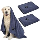 ASOUUNLD 2 Stück Hundehandtuch Mikrofaser 100x50cm Extra Saugfähig und Schnelltrocknend Weiches Hundebadetuch für Dusche Regen Spaziergänge Handtücher für für Hunde Katzen Oder Andere Haustiere