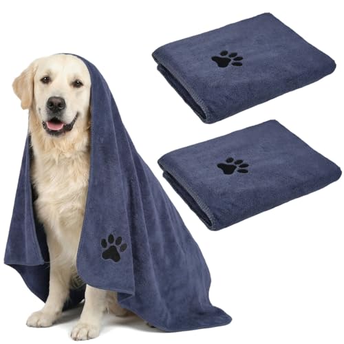 ASOUUNLD 2 Stück Hundehandtuch Mikrofaser 100x50cm Extra Saugfähig und Schnelltrocknend Weiches Hundebadetuch für Dusche Regen Spaziergänge Handtücher für für Hunde Katzen Oder Andere Haustiere