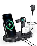 4 in 1 Wireless Charging Station, Fast Charging Dock Stand with 2 USB Ports for Apple Watch, AirPods, Cell Phones, Wireless Charger Compatible with iPhone 12/13/14/15/16(Not iPhone Watch Chatger)