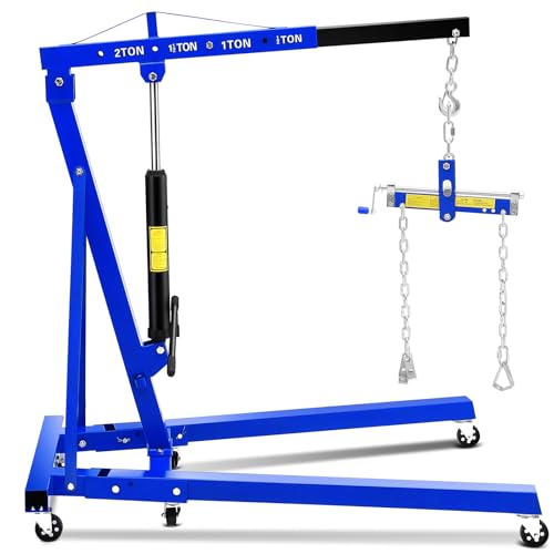 GarveeTech Engine Hoist Crane Cherry Picker with Leveler Stabilizer, 2 T(4400 LB) Hydraulic Garage...