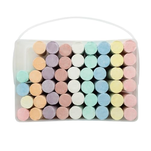 School Smart Sidewalk Chalk Jumbo Set with Tub, Ages 3 and Up, Assorted Colors, Pack of 52 - Thumbnail 2