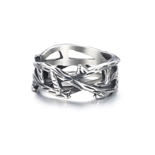 Bague Jésus Couronne d'Épines en Argent Vintage pour Homme et Femme