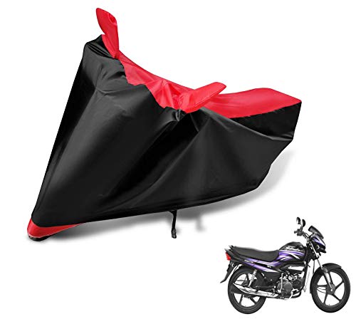 Image of Auto Hub Bike Cover Compatible with Hero Splendor with Mirror Pocket, Dustproof, Heat Resistant, Triple Stitched, Splendor Bike Cover- Black, Red