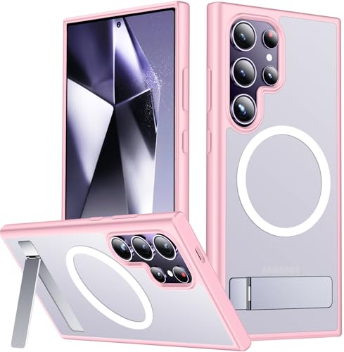 Image of SPIDERCASE Magnetic for Samsung Galaxy S24 Ultra Case with 3 Stand Ways | Military Grade Drop Protection | Invisible Stand | Shockproof | Slim Case | for S24 Ultra 5G,Pink