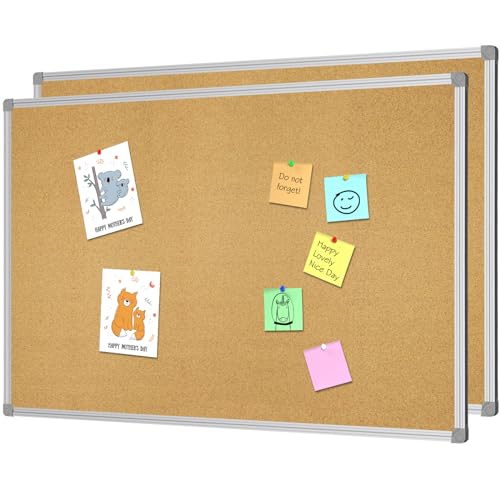 Lockways Cork Board Bulletin Board, 2 Pack Double Sided Corkboard...