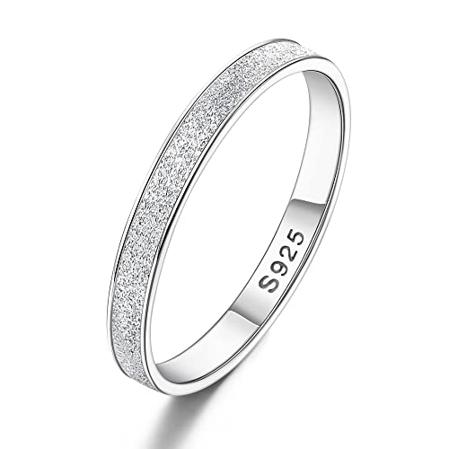 JeweBella Bague Femme en Argent 925 Bague Argent Sablé 3MM Bague Argent Taille 49-67