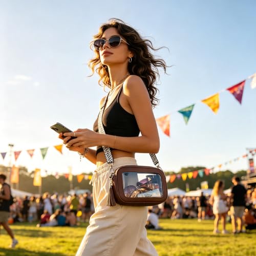 Image of LOXOMU Clear Crossbody Bag Stadium Approved - Waterproof Clear Purses for Women Stadium Bag with Adjustable Guitar Strap