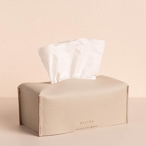 OLETHA Aesthetic Rectangle Tissue Box Cover, Medium Flat Box Tissues Holder Rectangular, Light Taupe by OLETHA - Used condition - US$13.87