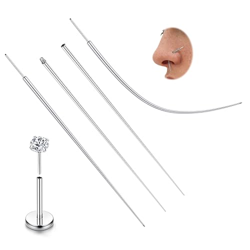LOLIAS 14G/16G/18G/20G Piercing Taper Insertion Tool ASTM F136 Titanium Piercing Threader Tool for Threaded Push In Threadless Labret Tragus Helix Conch Piercing Jewelry Cartilage Earring Lip Nose Studs Piercing Changing Stretching Kit Assistant Tool