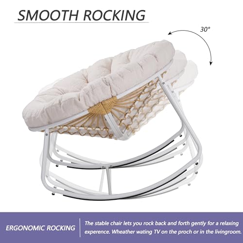 Naga Bahna Outdoor Round Rocking Chair, Patio Wicker Egg Chair, Comfy ...