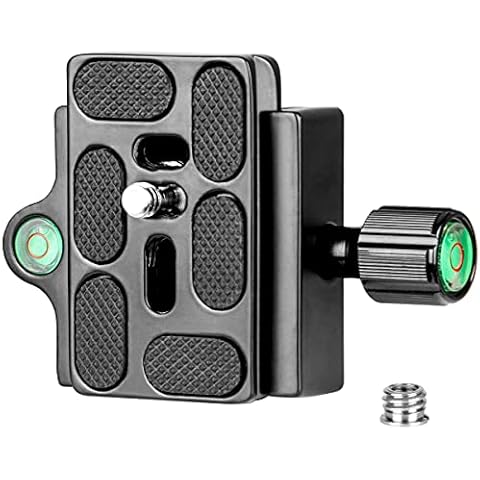 Koolehaoda Quick Release Plate Adapter Clamp with 1/4-3/8 inches Screw and Bubble Level for DSLR Camera, Tripod, Monopod, Stabilizer, Ball Head Cover