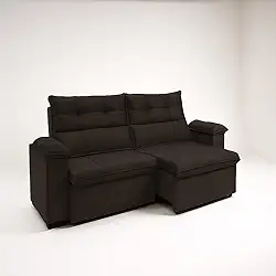 Sofá Compacto, Prático e Versátil 2 Lugares Reclinável e Retrátil Bel Veludo LIMOV Perfeito para Salas Pequenas (Marrom)