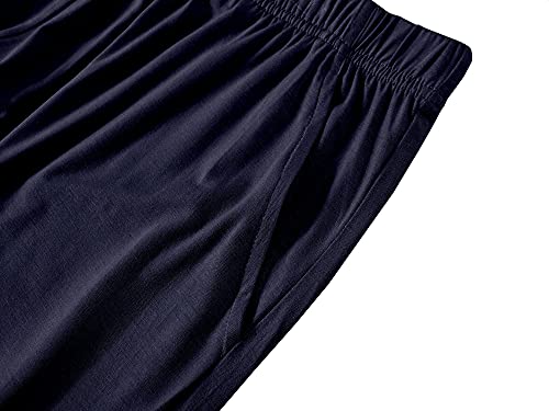 Mofiz Mens Pajama Short Sleeve Sleep Bottom Nightwear Homewear Summer Pyjama Comfortable Lounge Shorts Pjs Sleep Sets Navy Size M #TOP4