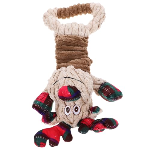 PENIKOKO クリスマス用動物型ペット噛むおもちゃ ぬいぐるみトナカイ形状のインタラクティブスクイーカー 小型 大型犬用遊び心と運動促進用品